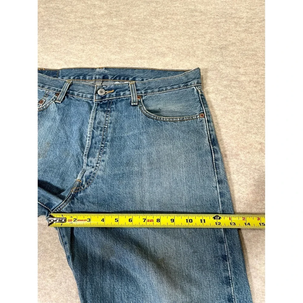 Levis 501 Original Fit Jeans Mens 36x30 Blue Denim Cotton Straight Leg High Rise